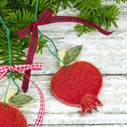 Red Pomegranate Wall Decor Ornament, Handmade Ceramic Fruit, Good Luck Symbol - thumbnail 1