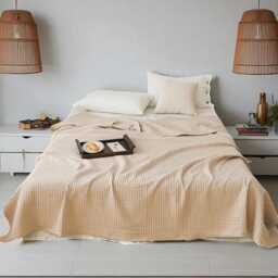 Waffle Weave Soft Cotton Throw Blanket, Lightweight Cozy Knit Breathable Sofa Minimalist Bed Throw, Modern Home Decor Gift - thumbnail 2