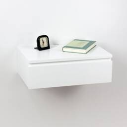 Blanca White Floating Nightstand Drawer, Lacquer Coating High End Finish Wall Mount Bedside Table, Table - thumbnail 2