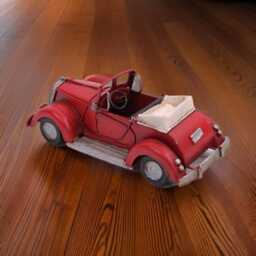 Antique Red Metal Car Model, Handmade Desk Decor - thumbnail 3