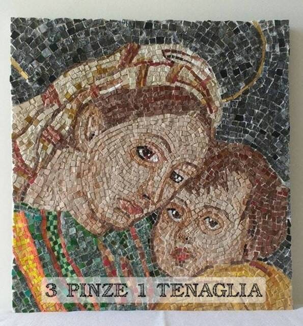 Mosaic Painting Madonna Della Seggiola By Raphael - Renaissance, Marble, Enamel, Gold - image 1