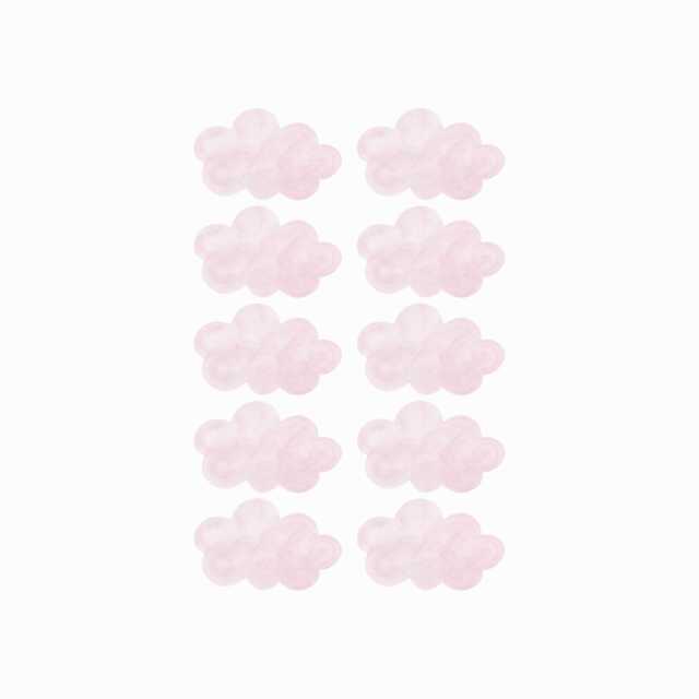 Pink Watercolour Clouds Fabric Wall Stickers. Removable & Reusable - image 1