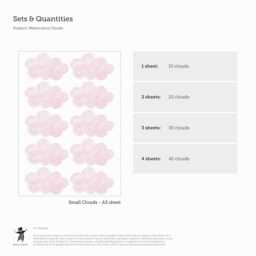 Pink Watercolour Clouds Fabric Wall Stickers. Removable & Reusable - thumbnail 3