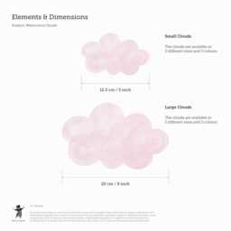 Pink Watercolour Clouds Fabric Wall Stickers. Removable & Reusable - thumbnail 2