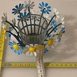 Hand Painted Floral Candle Holder, Daisy Tealight, Religious Gift - thumbnail 2