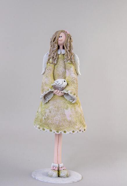 Angel Of Peace, Guardian Angel, Vintage Angel Figurine, Gift For Mom, Housewarming Gift, Girls, With A Bird, 12 - image 1