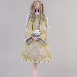Angel Of Peace, Guardian Angel, Vintage Angel Figurine, Gift For Mom, Housewarming Gift, Girls, With A Bird, 12 - thumbnail 2