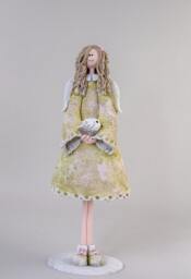 Angel Of Peace, Guardian Angel, Vintage Angel Figurine, Gift For Mom, Housewarming Gift, Girls, With A Bird, 12 - thumbnail 1
