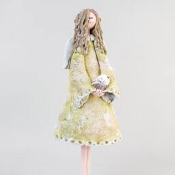 Angel Of Peace, Guardian Angel, Vintage Angel Figurine, Gift For Mom, Housewarming Gift, Girls, With A Bird, 12 - thumbnail 3