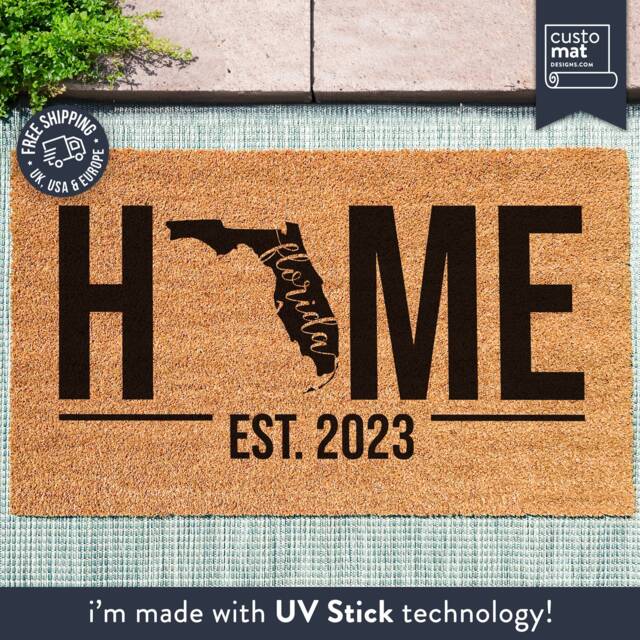 Florida State Rug - Home Custom Door Mat Map Personalized Gift Housewarming Doormat Porch Decor Us - image 1