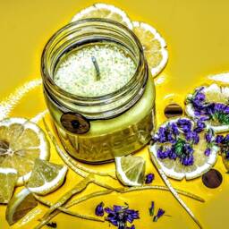 Lemon Lavender Scented Soy Candle - thumbnail 4
