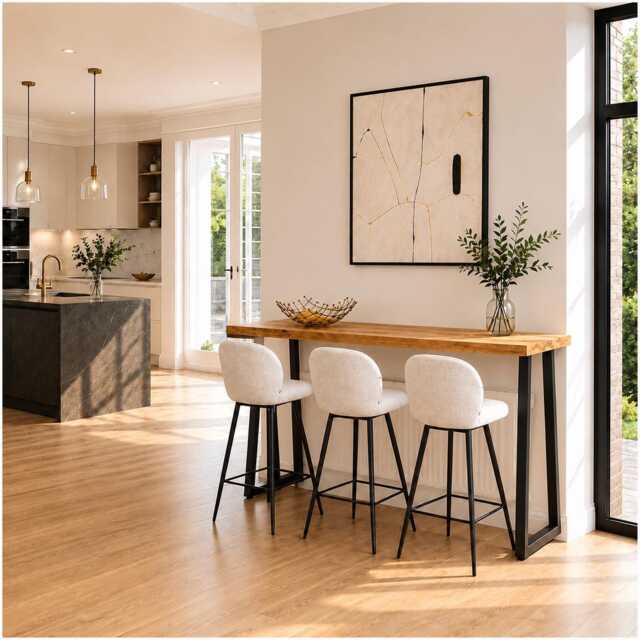 Brigg Straight Edge Breakfast Bar Trapezium Steel Legs - image 1
