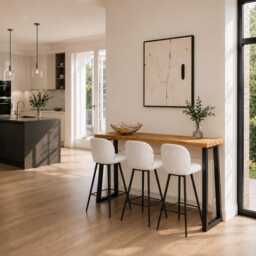 Brigg Straight Edge Breakfast Bar Trapezium Steel Legs - thumbnail 4