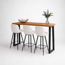 Brigg Straight Edge Breakfast Bar Trapezium Steel Legs - thumbnail 2