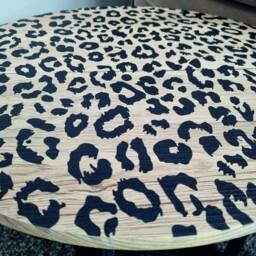 Leopard Print High Quality Vintage Style Coffee Small Table - thumbnail 3