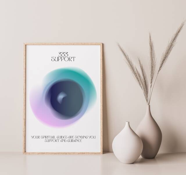 Angel Number 333 Gradient Print Aura Energy Spiritual Art - image 1
