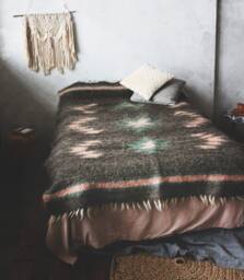 Handmade Hutsul Wool Blanket Weighted Bed Coverlet, Boho Throw - thumbnail 1