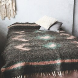 Handmade Hutsul Wool Blanket Weighted Bed Coverlet, Boho Throw - thumbnail 2
