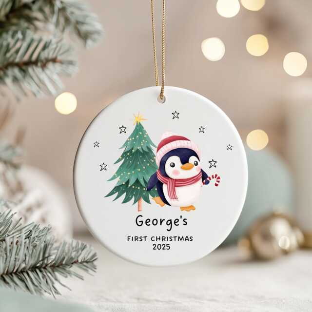 Baby's First Christmas Personalised Ceramic Decoration, 1st Christmas, Custom Baby Name Ornament, Ornament 2025 - image 1