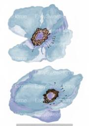 Poppy Wall Decals, Dark Sky Blue, 2-Set, Home D??cor, Watercolor Decals For Walls, Tile & Furniture, Hand-Painted - thumbnail 1