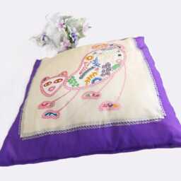Silk Cushion Cover. Purple, Cream, Pink, White. Sparkly Mexican Cat. Amusing - thumbnail 3