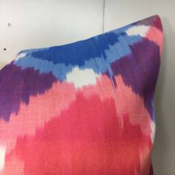 Silk Ikat Pillow Cover 24x24, Handwoven Decorative Cushion - thumbnail 3