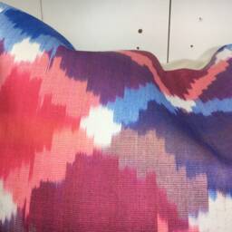 Silk Ikat Pillow Cover 24x24, Handwoven Decorative Cushion - thumbnail 2
