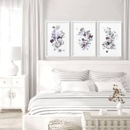 Trendy Above Bed Decor Botanical Watercolor Greenery Framed 3 Piece Wall Art Print Set, Shabby Chic Designer Wall Art For Apartment - thumbnail 1
