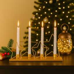 Christmas Star Taper Candle Holder Decorative Festive Ornament Holds 4 Candles Decor Home Silver/Gold - thumbnail 2