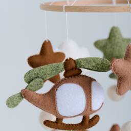 Baby Mobile Boy, Bear Baby Mobile, Bear Pilot Hot Air Balloon Moon & Star New Gift, Neutral Nursery - thumbnail 3
