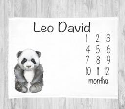 Panda Baby Milestone Blanket, Personalized Boy Girl Monthly Tracker Growth