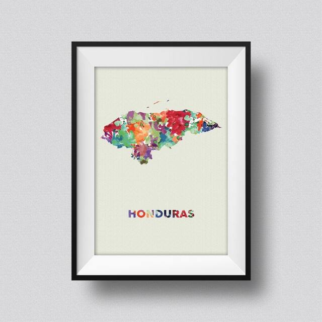 Honduras Watercolor Map Art Print Ink Splash Poster Canvas
