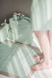 Linen Waffle Bathroom Rugs, Natural Washable Bath Mat, Textured Spa Rug - thumbnail 1