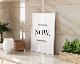 Motivational Wall Art Print Now Quote Minimalist Black & White Typography Poster Framed Or Unframed A3 A4 Sizes Available - thumbnail 1