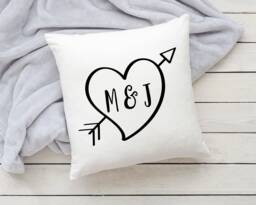 Personalised Initials Cushion - Gift Wedding Decor Couple Valentines Girlfriend Cymraeg - thumbnail 1