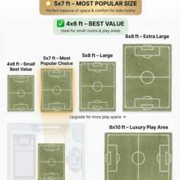 Hand Tufted Wool Soccer Field Rug, Soft Green Kids Playroom Rug - thumbnail 3