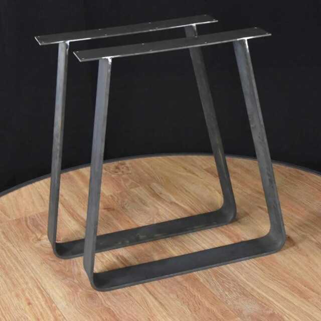 Curved Dining Table Legs, Flat Steel Bench Modern Desk Coffee Trapezoid Bent Legs - image 1