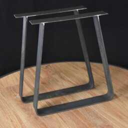 Curved Dining Table Legs, Flat Steel Bench Modern Desk Coffee Trapezoid Bent Legs - thumbnail 1