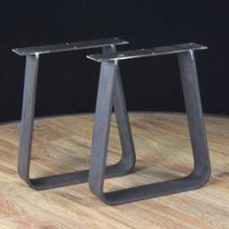 Curved Dining Table Legs, Flat Steel Bench Modern Desk Coffee Trapezoid Bent Legs - thumbnail 3