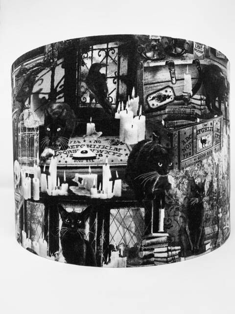 Black Magic Cats Lampshade Gothic Skulls Light Shade - image 1