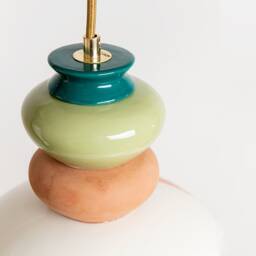 Green Pendant Ceramic Lamp, Hanging Lampshade, Unique Ceiling Light Fixture - thumbnail 3