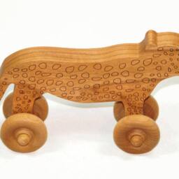 Leopard Wood Toy Car Personalized Cherry Toddler Gift - thumbnail 4