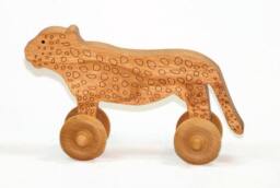 Leopard Wood Toy Car Personalized Cherry Toddler Gift