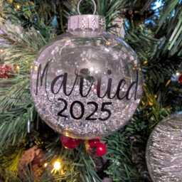 Personalized First Christmas Married Bauble, Custom Year Tree Decoration - thumbnail 3