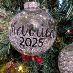 Personalized First Christmas Married Bauble, Custom Year Tree Decoration - thumbnail 2