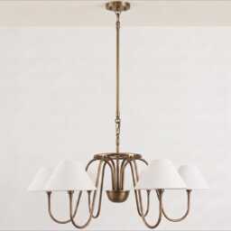 Chandelier Light - Antique Brass 6 - Elegant Contemporary Hanging Fixture For Dining Room Decor - thumbnail 2