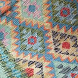 Multicolour Kilim Rug, Handmade Artisan Afghan Turkish Persian Navajo Scandinavian Bohemian Flatweave Natural Wool Rug 147x102 cm - thumbnail 4