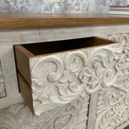 Hand-Carved Mango Wood 8 Drawer Chest Of Drawers - thumbnail 3