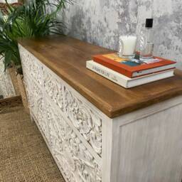 Hand-Carved Mango Wood 8 Drawer Chest Of Drawers - thumbnail 2