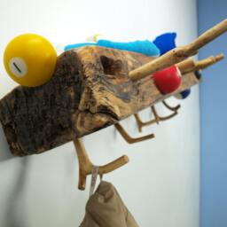 Coat Rack, Wood Shelf Hanger, Shelf Rack Art, Billiards, Pool 8, 9, 10, Rustic Wall Wooden Coat Rack - thumbnail 2